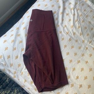 10” Maroon Lululemon biker shorts